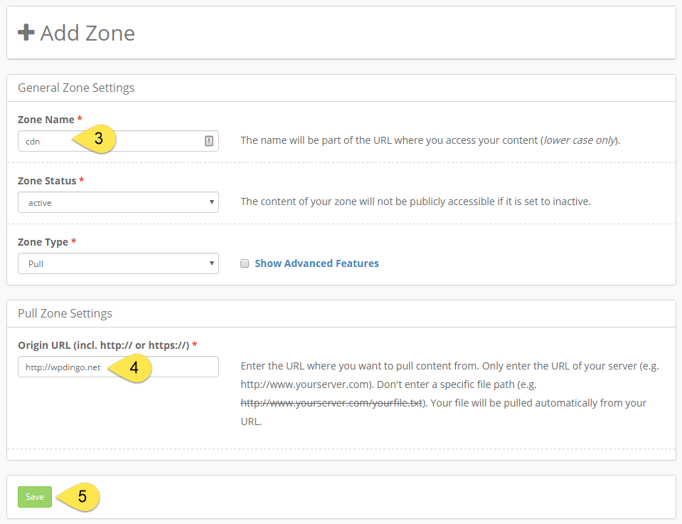 Keycdn Select Add New Zone