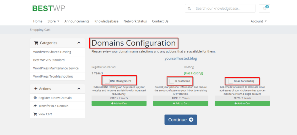 Domains configuration