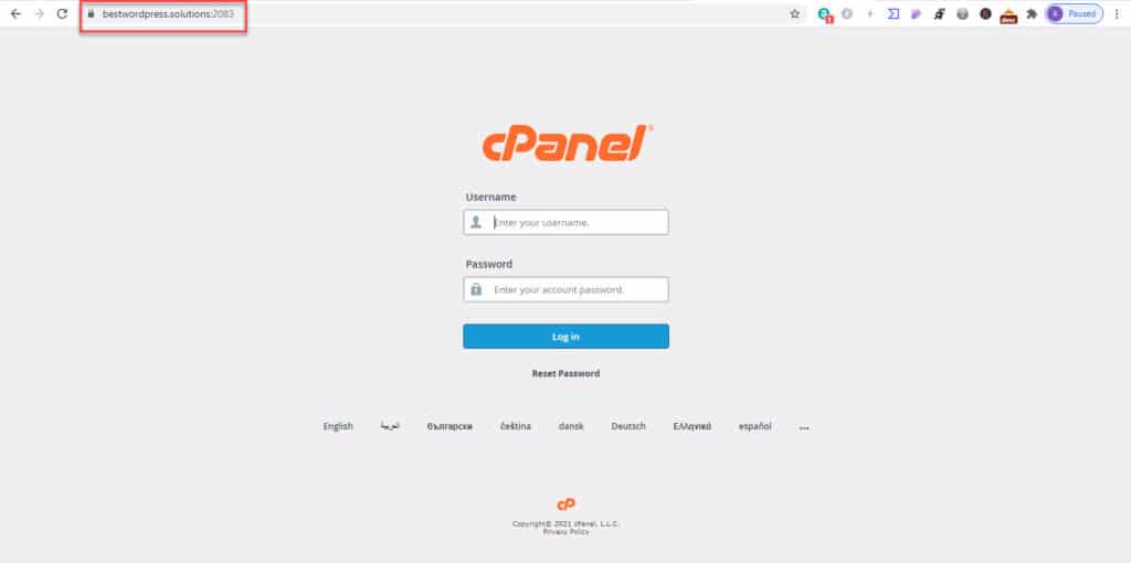 change domain cPanel login