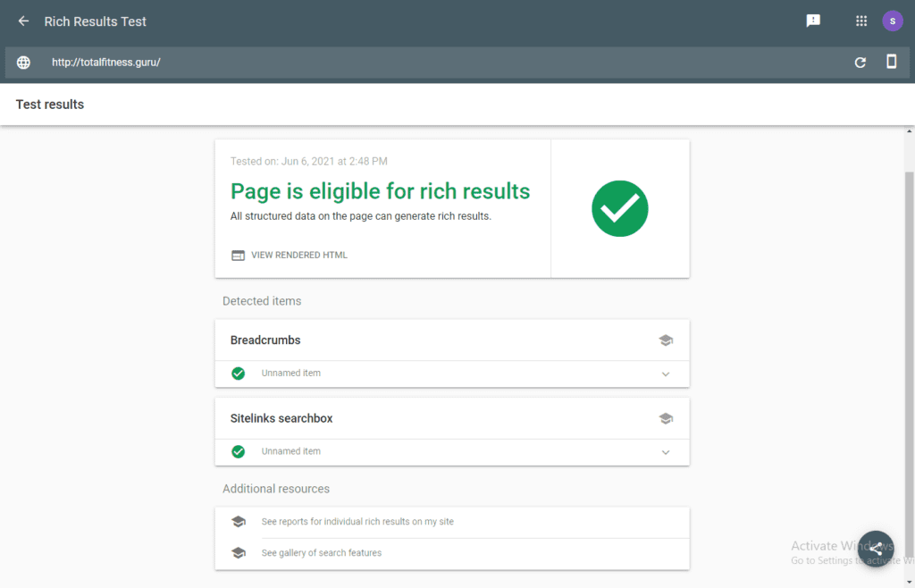Rich Results Test Tool Status